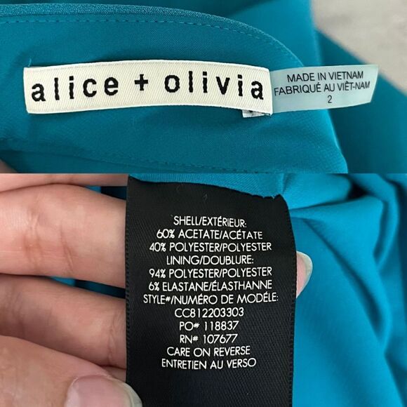 Alice + Olivia Womens Size 2 Blue Dasia Faux Wrap Mini A Line Skirt FLAWED - Picture 5 of 14